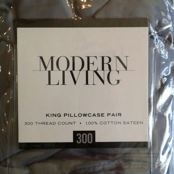 King Pillowcase Pair. Graphite  Cotten Sateen  NEW - Picture 2 of 5